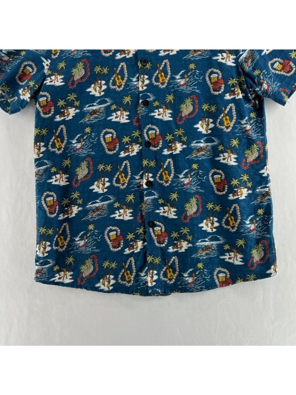 VatPave Hawaiian Print Shirt Men S Cotton Viscose Short Sleeve Casual Aloha Blue - Picture 6 of 13